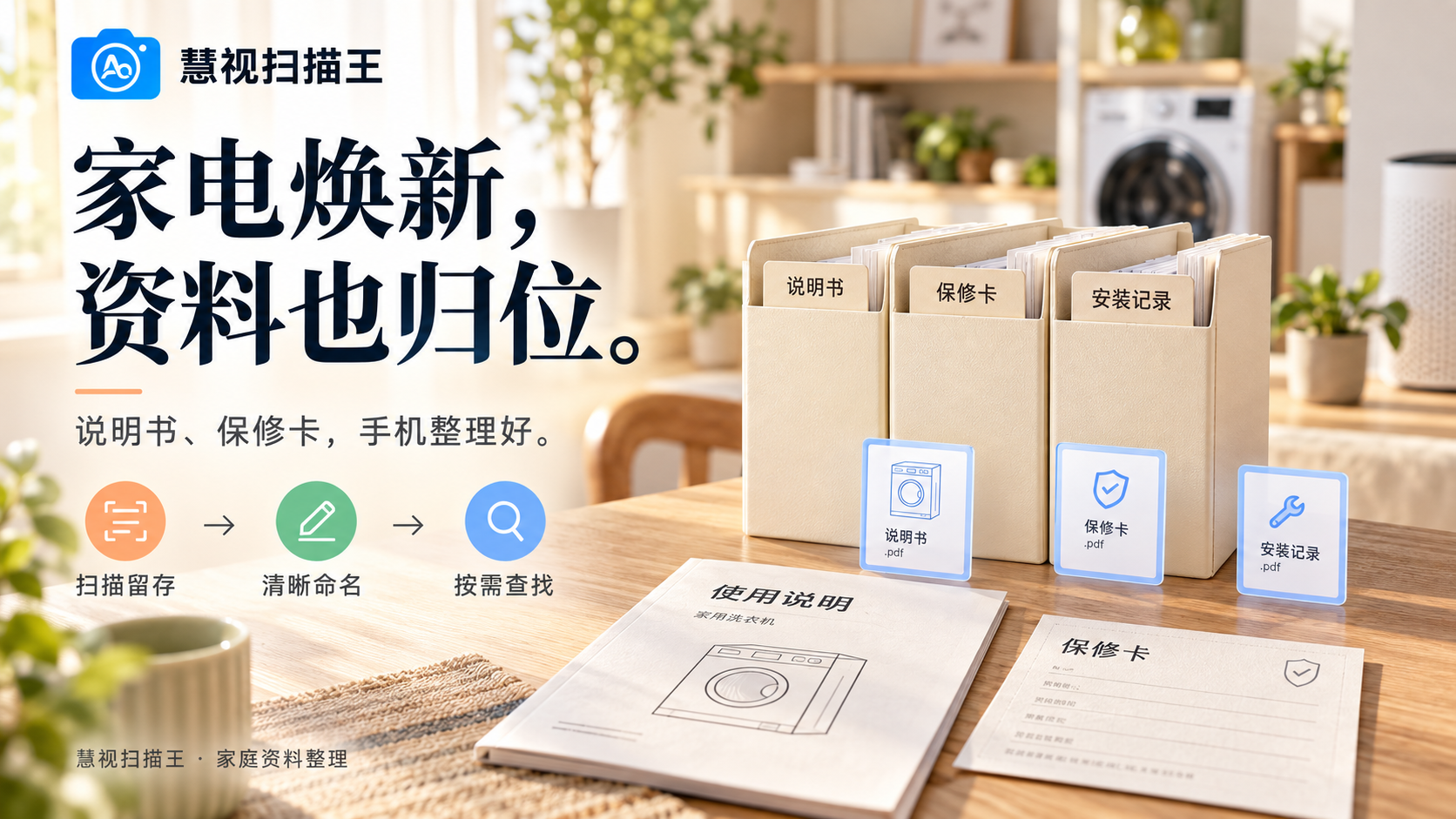 家电说明书和保修卡怎么保存？慧视扫描王帮你整理家庭售后资料配图